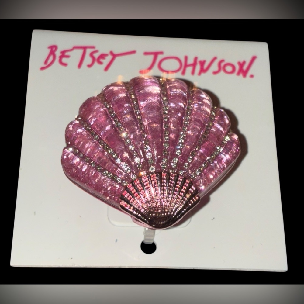 BETSEY JOHNSON Mermaid Jewels Glittering Pale Pink & Silver Stretch Ring NEW NWT - Picture 2 of 9